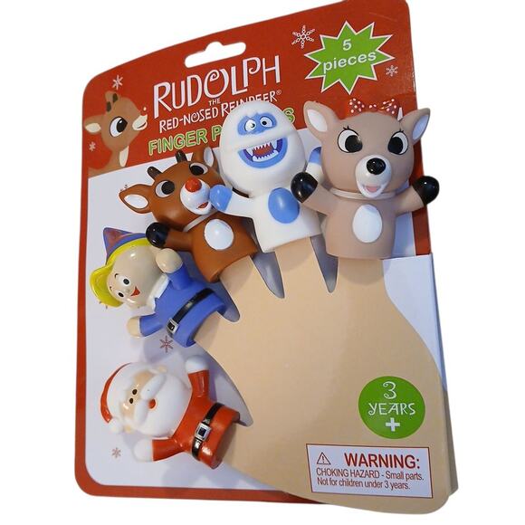 Rudolph The Red Nosed‎ Reindeer Finger Puppets 5 Pieces Children's Pretend Play - Picture 2 of 8